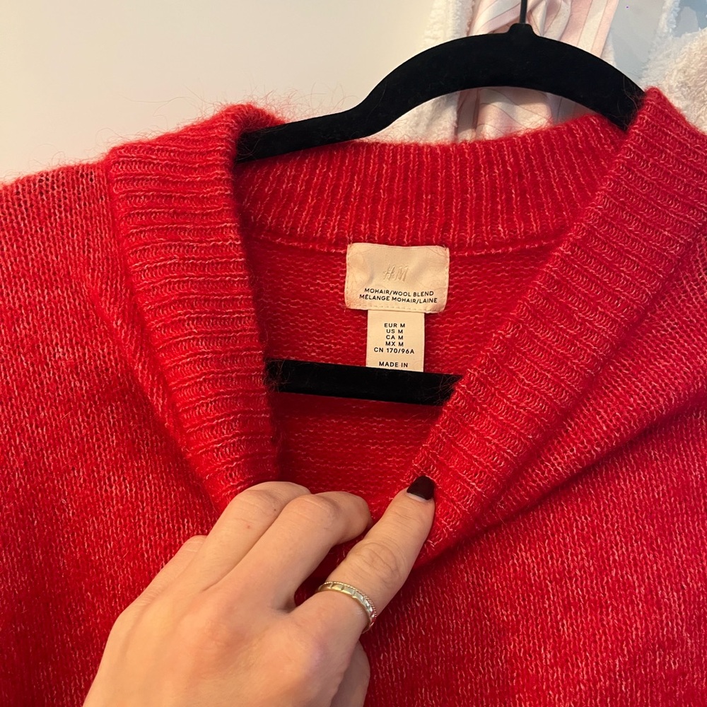 H&M Vibrant Red Cowl Neck Sweater
